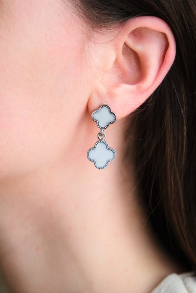 Women's White Silver Earrings