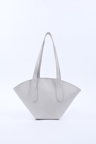 Gray Shk124 Faux Leather, Lined, Zippered, Single Compartment Hand, Arm and Shoulder Bag