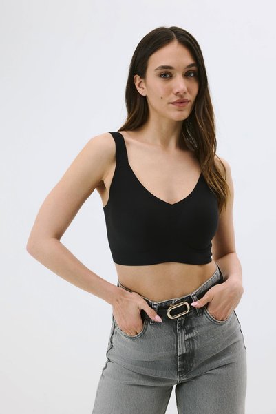 Seamless Without Underwire Laser Removable Pad Bra C26155 Black