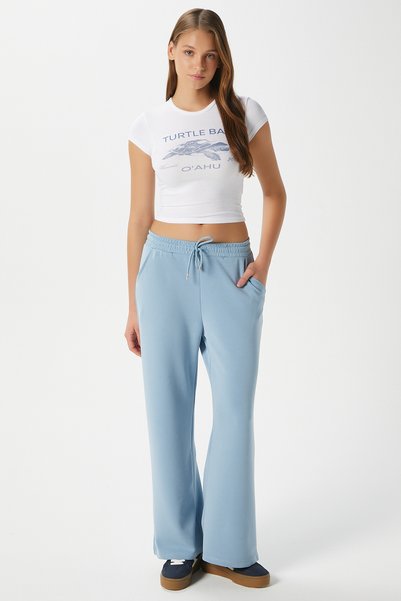 Women's Modal Osha Wide Leg Blue Sweatpants 11053