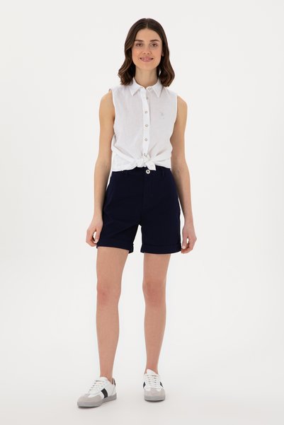Women's Navy Blue Woven Shorts 50309125 -Vr033