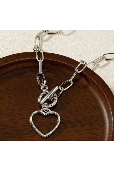 Women's Silver Sailor Lock Heart Necklace