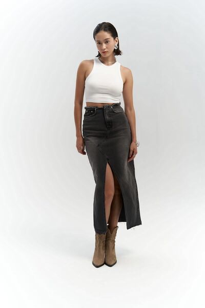 Arket Waist Detail Smoked Jean Skirt
