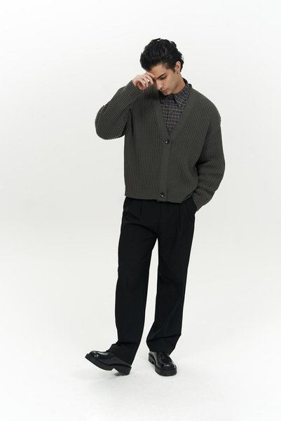 Cassian Anthracite Men's Knitwear Cardigan