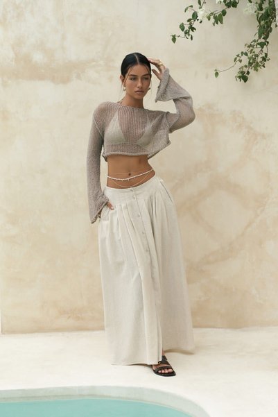 Alwi Beige Loose Skirt