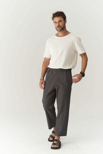 Robin Rachel Knitted Fabric Anthracite Trousers