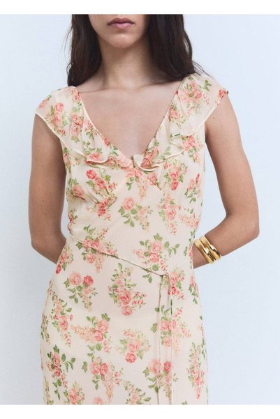 Floral Midi Dress with Ties