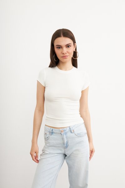 Women's White Crew Neck Short Sleeve Ultra Soft T-Shirt