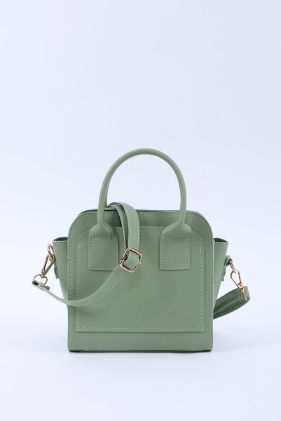 Mint Green Shk219 Faux Leather, Zippered, Two Compartments, Adjustable Strap, Hand, Arm and Shoulder Bag