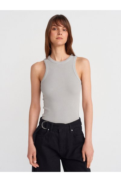 20652 Corded Sleeveless Top-Light Gray