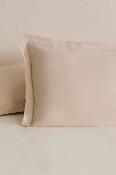 Basic Flounced 2-Piece Pillow Case Beige 50X70 cm