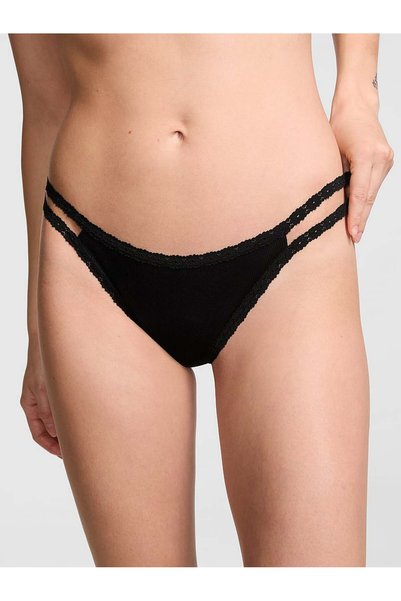 Wink lace strap thong