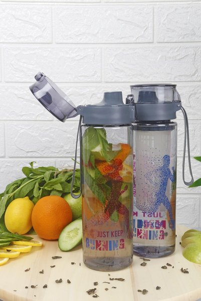 1 Piece Patterned Locked Self-Drainer Easy Portable Detox Athlete Diet Bottle 800 ml