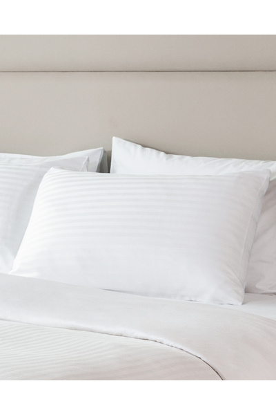 Sibyla 2-Pack 100% Cotton Satin Striped Pillowcase - White