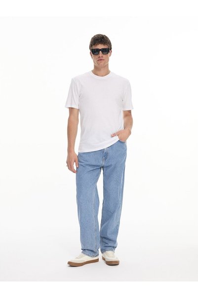 Zero Collar Basic Short Sleeve Regular White T-Shirt