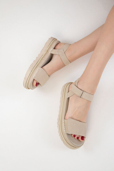 Beige Suede Women's Sandals 20613