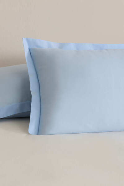 Basic Flounced 2-Piece Pillow Case Blue 50X70 cm