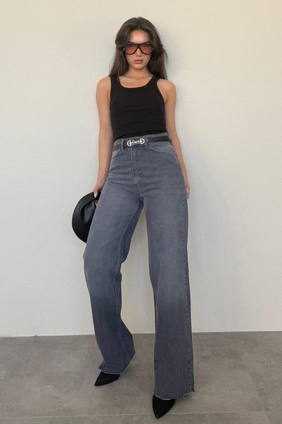 Smoked Palazzo High Waist Women's Jean Mg1494