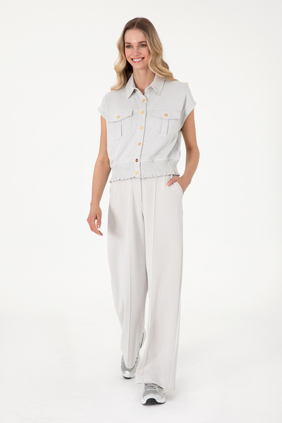 Women's Stone Modal Blend Loose Fit Knitted Trousers 50308640-Vr049