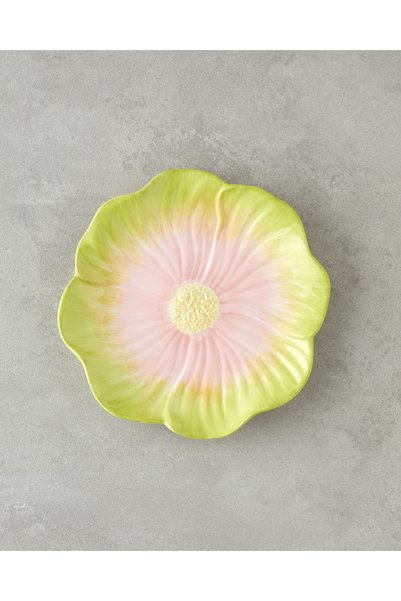 Flowerella Dolomite Pasta Plate 21 cm Green-Pink