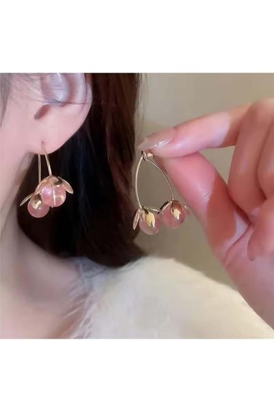 Pink Double Cherry Earrings