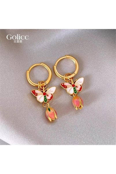 Butterfly and Tulip Hoop Earrings