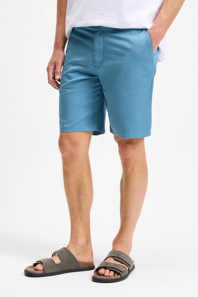 Teemo men's zippered side pocket Stretch Fabric Slim Fit indigo shorts