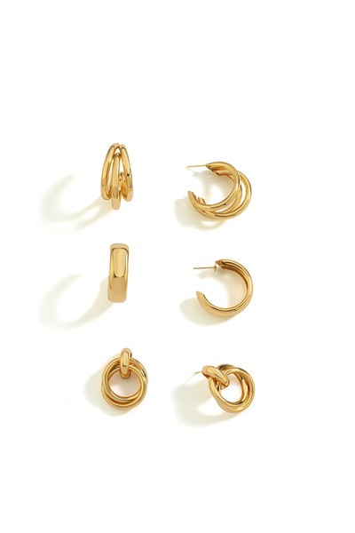 Set of 3 Steel Earrings