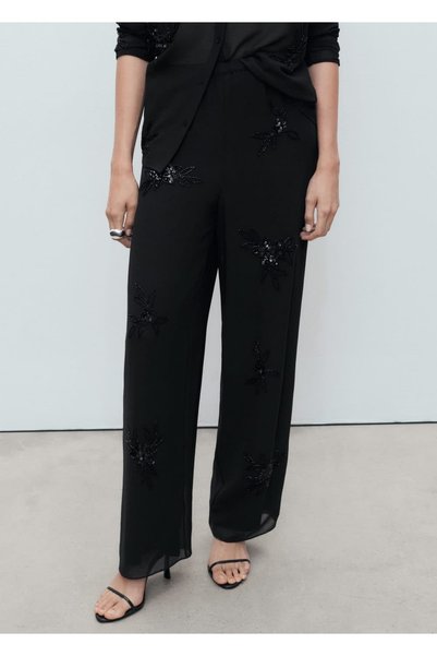 Stone Embroidered Pants
