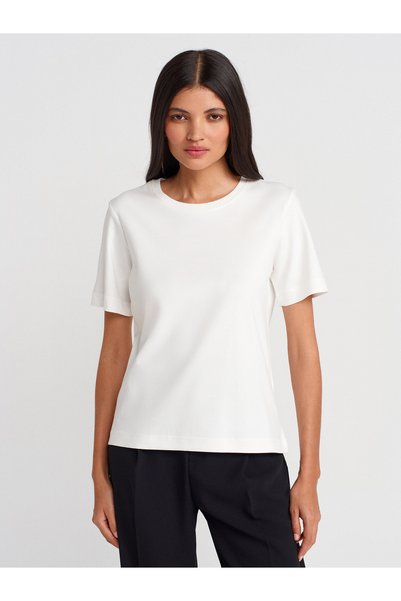 31763 100% Cotton Crew Neck T-Shirt-Ecru