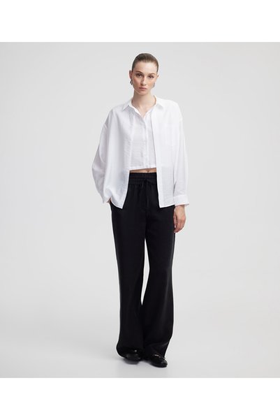 Elastic waist wide leg trousers