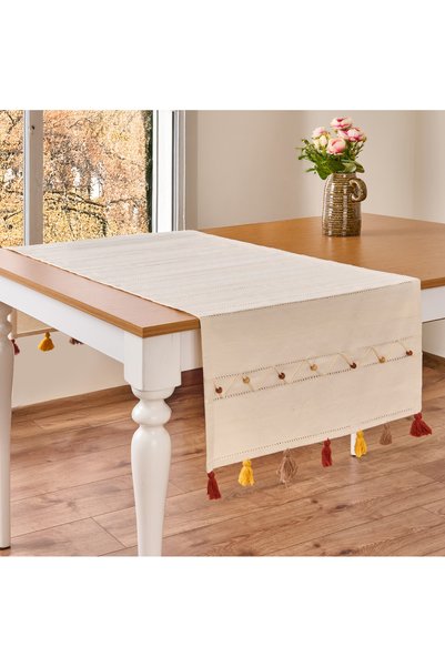 Soft Beaded Runner - Ecru - 50X130 cm