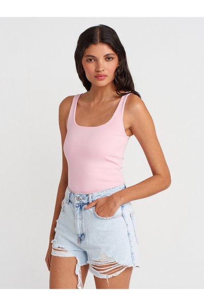 21057 Wide Strap Cotton Top-Dust Pink