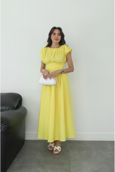 Yellow Vintage-Inspired Draped Dress