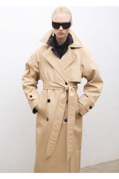 Long oversize cotton trench coat