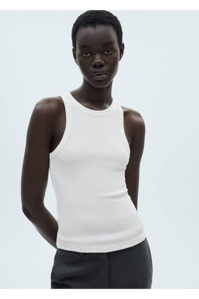 Rubber knit cotton blouse