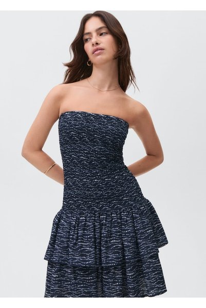 Flounced printed dress