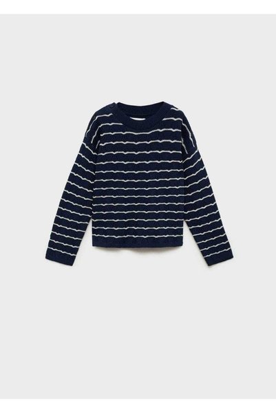 Striped perforated knitted sweater