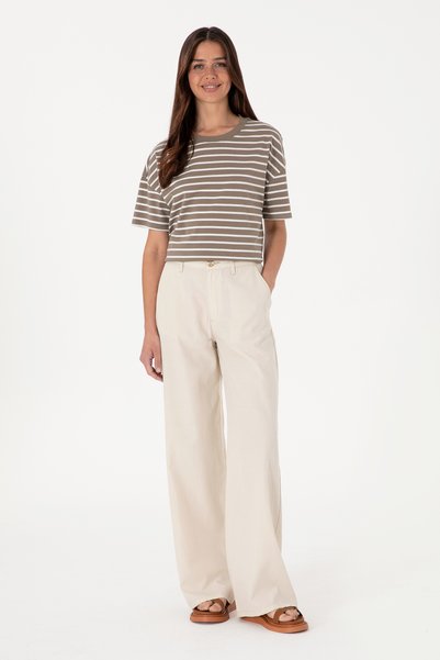 Women's Stone Loose Fit Canvas Trousers 50309122-Vr049
