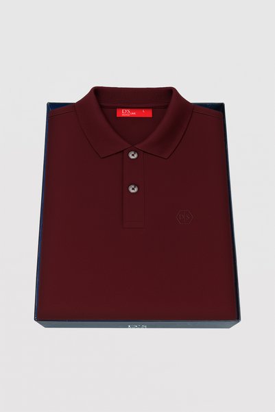 Ds Damat Regular Fit Plum Boxed Polo Neck T-Shirt
