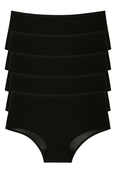 Women's Panties High-Waist Plus Size 5-Pack Cotton Stretch Fabric Black