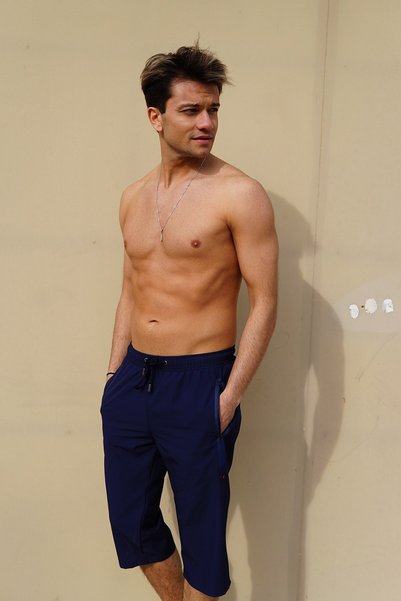 Men's Large Size Lycra Swim Shorts C1941 Navy Blue