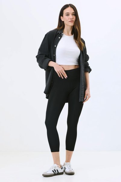 High Waist Double Pocket Recovery Sports Leggings 9416 Black