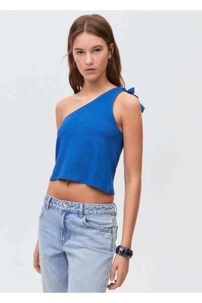 Asymmetrical Tie Detailed Blouse