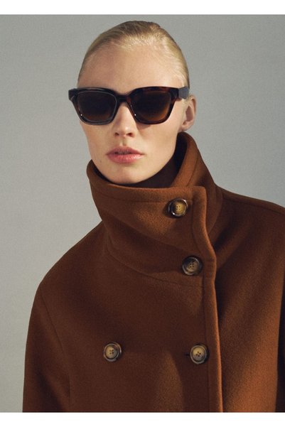 Double-breasted wool coat