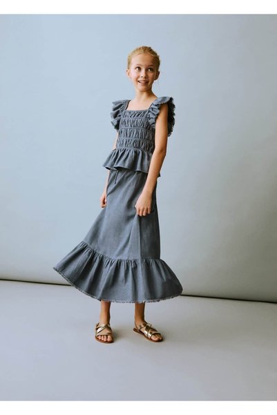 Flounced long skirt