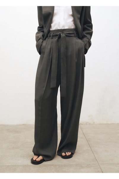 Belted Pencil Fabric Pants