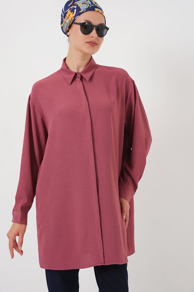 Women's Long Shirt Tunic 5945 - Dusty Rose