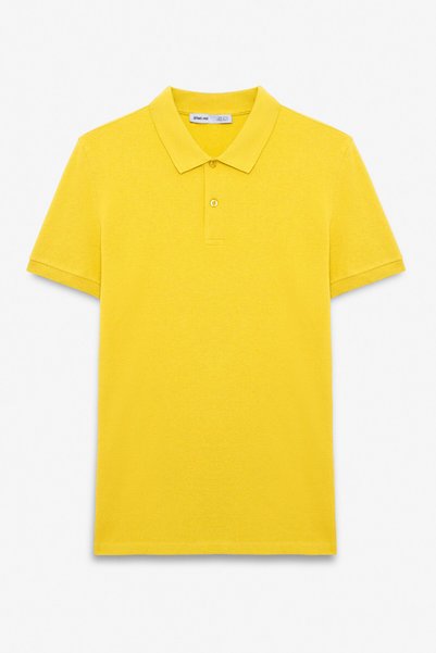 Skyloom Men's 100% Cotton Short Sleeve Regular Fit Yellow Polo Neck T-Shirt