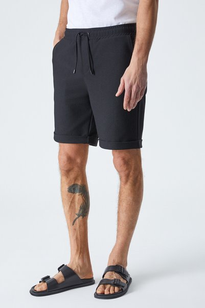 Ardian Men's Comfort Fit Pocket Lanyard Elastic Waist Black Shorts & Bermudas